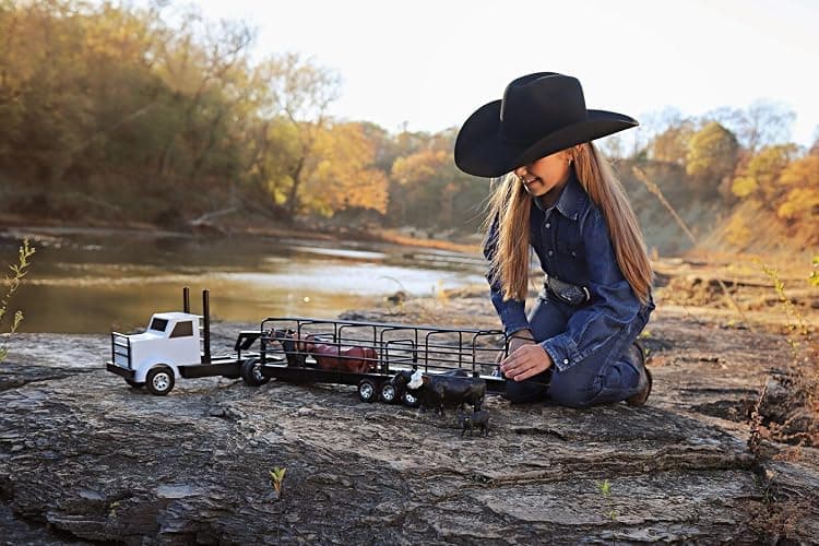 Little Buster Rancher’s Trucking Set - Metal Semi Truck & Gooseneck Trailer | Triple Axle Stock Trailer - Collector Display Bundle - Birthday Gift - Hobbyist - Ranch Livestock thumbnail 2