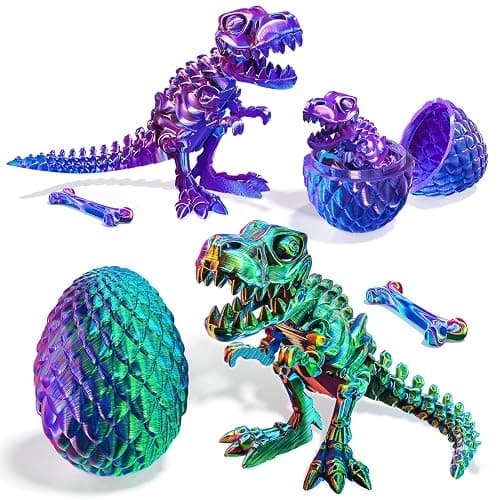 2 Packs Easter 3D Printed Dinosaur Toys for Boys 3-5 Years Skeleton T-Rex Figure with Large Storage Crystal Eggs Easter and Birthday Gifts Fidget Toys for 3 4 5 6 7 8 9 10 11 12 Years Old Boys Girls thumbnail 4