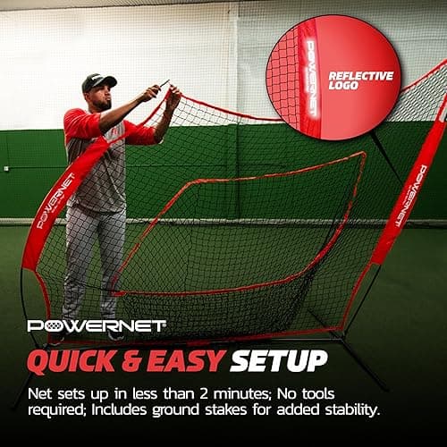 PowerNet Baseball Softball Practice Net 7x7 with Baseball Accessories for Practice Pitching, Batting & Fielding, Ball Caddy, Weighted Baseballs, Tee thumbnail 7