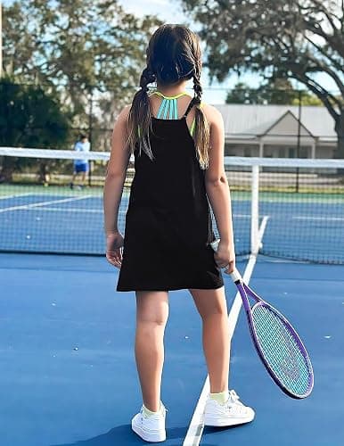 Arshiner Girls Dress with Shorts Casual Summer Spaghetti Straps One Piece Romper Dresses with Pockets for Kid 5-15 Y thumbnail 3