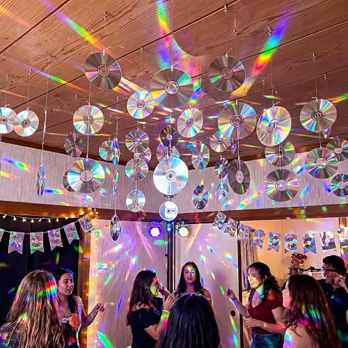 Wavyknot 36 Pcs 90s Party Decoration Real Plastic CDs Disco Hanging Decor Y2K 2000s Retro CDs Garland with Fishing Line and Hooks Musical Ceiling Decor for 60s 70s Birthday Music Party thumbnail 2