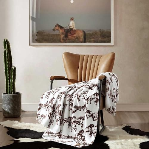 Wrangler - Blanket, Super Soft Plush Bedding, Yellowstone Inspired Throw Blanket for Couch or Bed (Mustangs Brown, 50" x 70") thumbnail 5