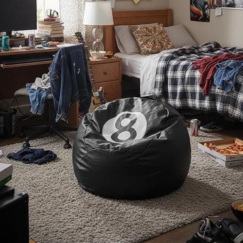 AceOrbit 8 Ball Bean Bag Chair Cover, Prize Gift Plush Toys Organizer, Black PU Leather 8 Ball Stuffed Animal Storage Bean Bag, Billiard Decor for Game Home Dorm Room Living Room (No Filling) thumbnail 7