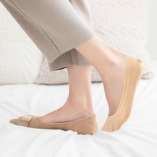 WISVOOO 3-9 Pairs No Show Socks Women Nylon Ultra Low Cut Non-Slip Thin Liner Socks Invisible Hidden Socks for Flats thumbnail 2