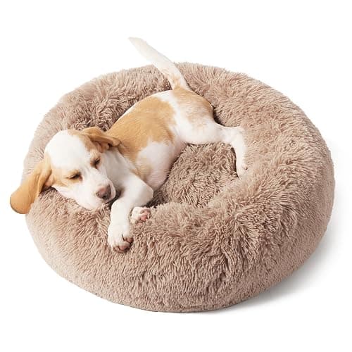 Bedsure Calming Dog Bed for Small Dogs - Donut Washable Small Puppy Bed, 23 inches Anti-Slip Round Fluffy Plush Faux Fur Large Cat Bed, Fits up to 25 lbs Pets, Camel thumbnail 4