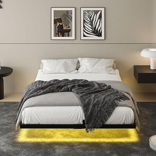 HOMBCK Floating Bed Frame Full Size with LED Light, Modern Metal Bed Frame, No Box Spring Needed, Noise Free, Easy Assembly thumbnail 9