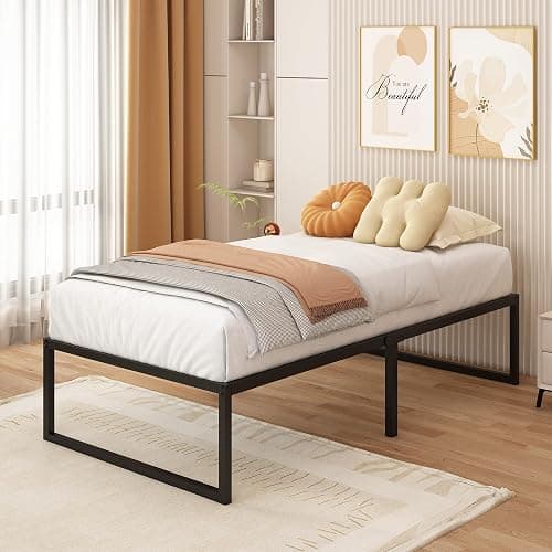 Yicensen Metallbett 90x190 cm mit Lattenrost Metall 41cm Höhe Bettrahmen Einzelbett Stabiles Leichte Montage, Schwarz thumbnail 6