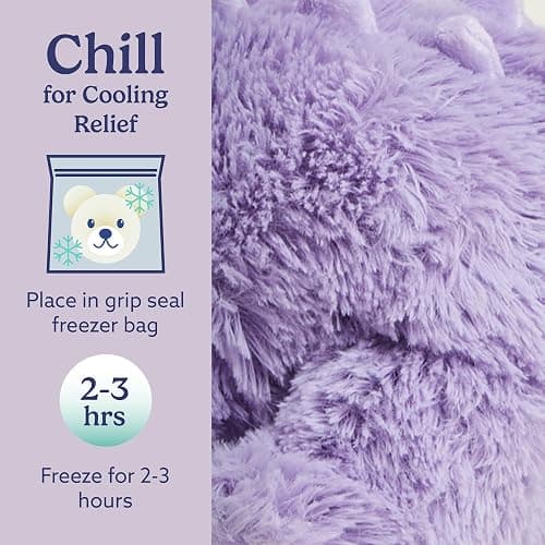 warmies Microwavable Stuffed Animals, Purple Long Neck Dinosaur - Heated Stuffed Animal Plushie for Warmth & Comfort - Soft Plush Toys thumbnail 5