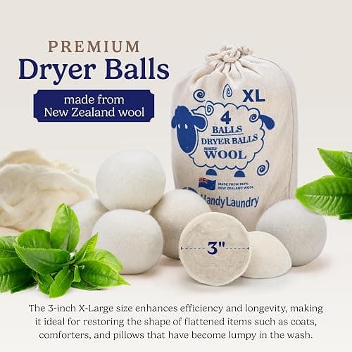 Handy Laundry Wool Dryer Balls - Natural Fabric Softener, Reusable, Reduces Clothing Wrinkles and Saves Drying Time, Better Alternative to Plastic Balls and Liquid Softener (Pack of 4) thumbnail 2