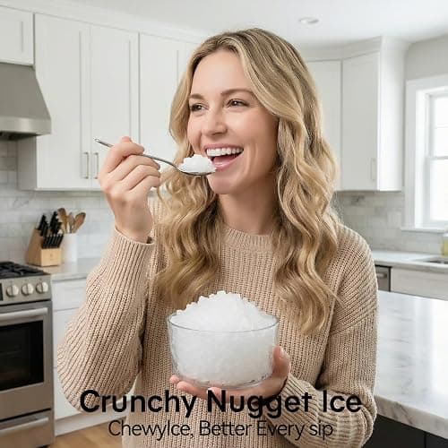 NEWBULIG Nugget Ice Makers Countertop, Portable Nugget Ice Machine, Ready in 6 Mins, 24lbs in 24Hrs, Auto-Cleaning, with Basket and Scoop, for Home, Kitchen, RV, Camping, Black thumbnail 8