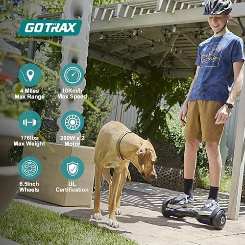 Gotrax Hoverboard with 6.5" LED Wheels & Headlight, Max 4/5 Miles Range, 6.2mph Power by Dual Brushless Motor, UL2272 Certified and 50.4Wh/65.52Wh Battery Self Balancing Scooters for 44-176lbs Kids thumbnail 2