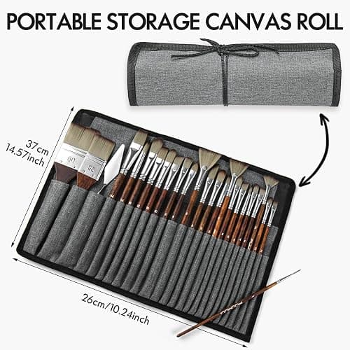 25pcs Paint Brush Set, Fuumuui Acrylic Paint Brushes, Professional Artist Series with Wide Flat, Filbert, Fan, Dagger, Cat Tongue, Round, Angle, Rigger for Oil, Acrylic Canvas Paintings, Face Painting thumbnail 2