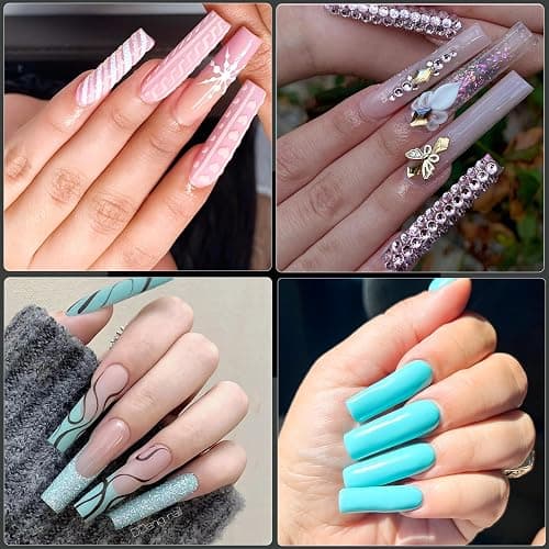 Cycullinyt 240Pcs Square Gel Nail Tips, Long Square Press On Soft Nails, 12 Sizes Full Cover Acrylic False Nail Tips for Beginner and Home Salon Nail Art DIY - Long Square thumbnail 2