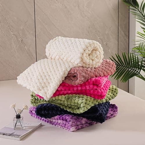 Exclusivo Mezcla Extra Large Soft Fleece Throw Blanket, 127x178 CM Stylish Jacquard Throw Blanket for Couch, Fuzzy Cozy Lightweight for All Season, Tie-dye Hot Pink thumbnail 9