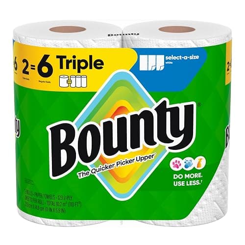 Bounty Select-A-Size Paper Towels, White, 2 Triple Rolls = 6 Regular Rolls - Image 1