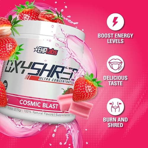 EHP Labs OxyShred Pre Workout Powder - Preworkout Powder with L Glutamine & Acetyl L Carnitine, Energy Boost Drink - Cosmic Blast, 60 Servings thumbnail 3