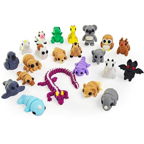 NEXT STOP M Easter Basket Stuffers, 22 Pcs Mini 3D Printed Animal Figurines Set,Articulated, Flexible, and Exquisitely Cute Fidget Toys for Play and Display, Fillers of Easter Egg - Animal Z - Image 1