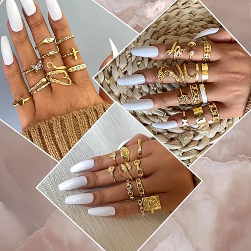 17KM 60 Pcs Gold Stacks Ring Sets for Women Non Tarnish, Dainty Vintage Stackable Rings Pack, Finger Midi Knuckle Rings for Jewelry Gift thumbnail 5
