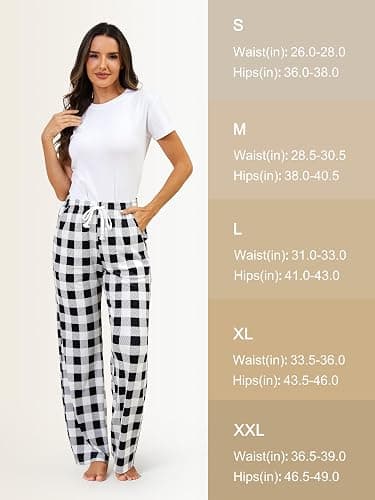 SEVEGO Tall Women's 32"/34"/36" Inseam Flannel Pajama Pants Stretch Drawstring Waist Lounge Sleep Bottoms with Pockets thumbnail 6