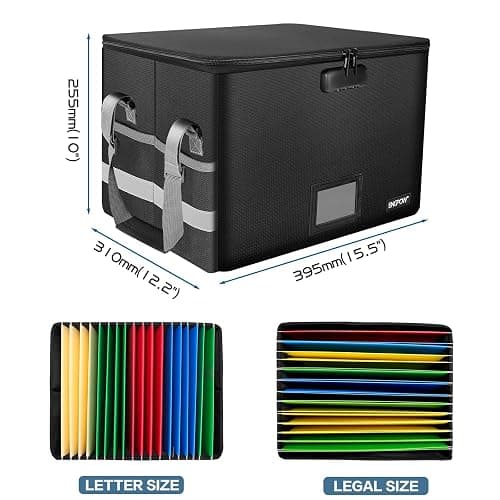 Fireproof Box File Storage Organizer Anti-Static Box,Collapsible Fireproof Document Box Filing Box with Handle,Portable Home Office Safe Box for Hanging Letter/Legal Folder thumbnail 2