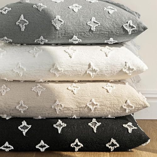MIULEE Set of 2 Decorative Throw Pillow Covers Rhombic Jacquard Pillowcase Soft Square Christmas Cushion Case for Cute Couch Sofa Bed Bedroom Living Room, 18x18 Inch, White thumbnail 6