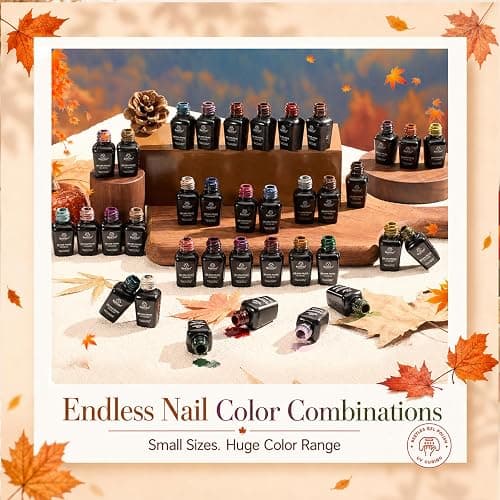 Beetles Fall Gel Polish Set, Waltz of Leaves Collection, 36 Autumn Colors | Purple Green Colors Gel Polish Set With Base and Glossy Matte Glitter Top Coat Soak Off UV Led Gifts for Women thumbnail 7