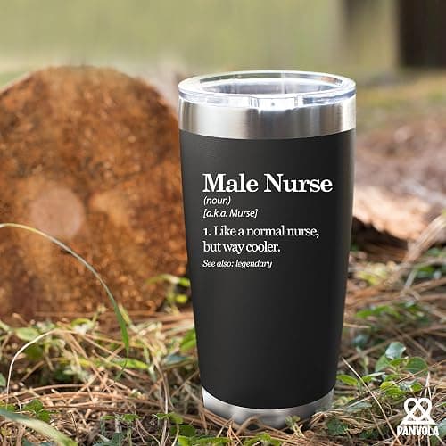 Male Nurse Definition Murse Like A Normal Nurse But Way Cooler Nursing Student Gifts to Boyfriend Husband Dad From Girlfriend Wife Mom Vacuum Insulated Tumbler Removable Lid and Straw (Black, 20 oz) thumbnail 2