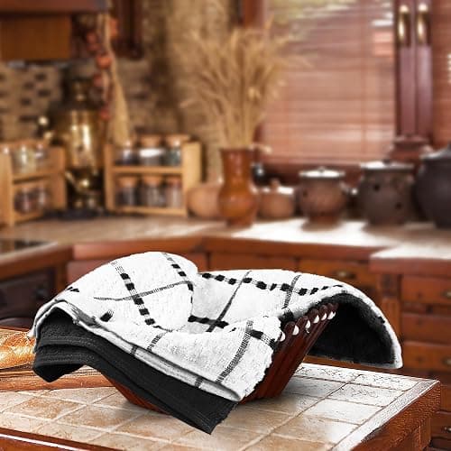 Utopia Towels - Kitchen Towels 12 Pack, 15 x 25 Inches, 100% Ring Spun Cotton Super Soft and Absorbent Linen Dish, Tea and Bar Towels Set, Black thumbnail 5