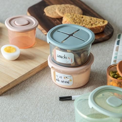Moonkie Silicone Baby Food Containers | 8oz/4 oz Baby Food Storage Jars with Airtight Lids and A Snack Cup Lid | Freezer,Microwave and Dishwasher Safe, Reusable Baby Food Jars for Infant & Toddler thumbnail 2