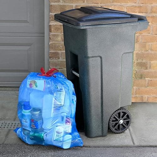 Amazon Basics Blue Recycling Trash Bags, Unscented, 13 Gallon, 60 count, Pack of 1 thumbnail 2