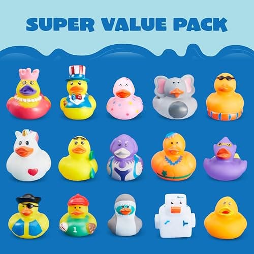 JOYIN 30 Pcs Rubber Ducks, Random Assortment Mini Rubber Duckie Toys with Mesh Carry Bag for Kids Baby Bath Shower Toys, Birthday Gifts, Summer Beach Pool Activity, Carnival, Holiday Party Favors thumbnail 6