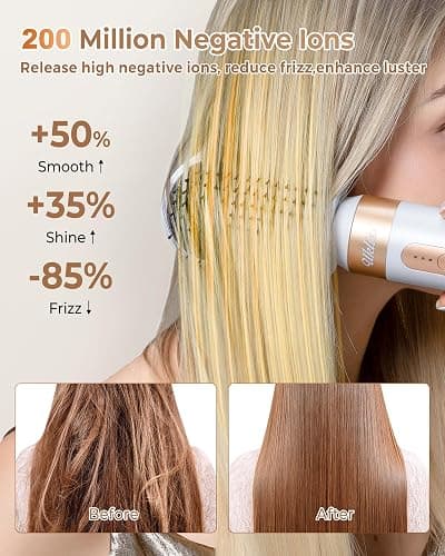 UKLISS Hair Dryer Brush 7 in 1，110000 RPM Hair Dryer with Diffuser for Curly & Twisted Hair Professional Ionic Brush Blow Dryer for Salon-Quality Styling, White Gold thumbnail 6