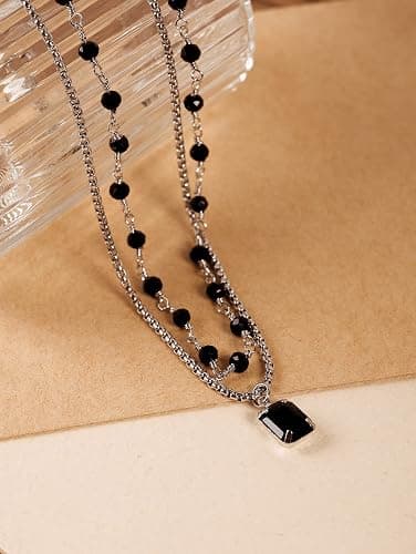 Sacina Gothic Boho Crystal Necklace, Layered Necklace, Black Choker, Gothic Choker, Christmas Jewelry Gift For Women thumbnail 6