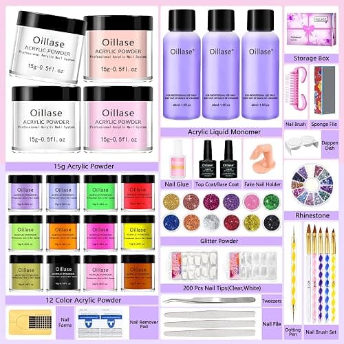 Large Acrylic Nail Kit Set Professional Acrylic with Everything, Nail Acrylic Powder for Beginners, Acrylic Nail Supplies Acrylic Nail Brush, Practice Hand for Acrylic Nails (Multicolor with everything) thumbnail 2