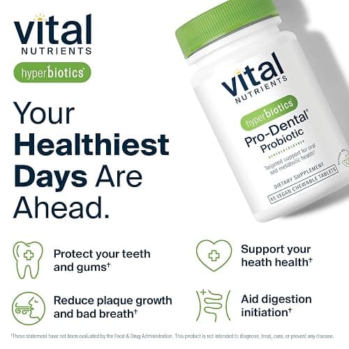 Hyperbiotics Vital Nutrients Pro Dental Probiotic | Clinically Studied BLIS K12 and M18 | Oral Probiotics for Bad Breath treatment for adults | Oral Health for teeth and gums | 45 Mint Tablets thumbnail 7