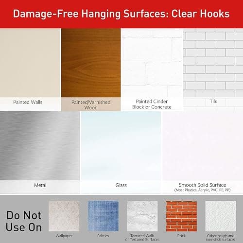Command Clear Variety Pack, Including 8 Pairs of Picture Hanging Strips, 4 Clear Wire Hooks and 11 Wall Hooks for Hanging Home Decor, Damage Free Hanging Up to 19 Items with Command Strips - Clear - Assorted thumbnail 10