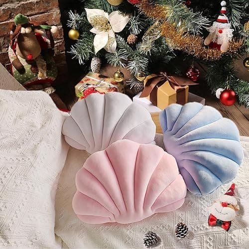 YRXRUS Peach Pink Seashell Pillow, Patio Accent Ocean Series, Ultra Soft Velvet Cushion for Bed, Living, Kids Room 3D Insert 14X11 Inch thumbnail 9