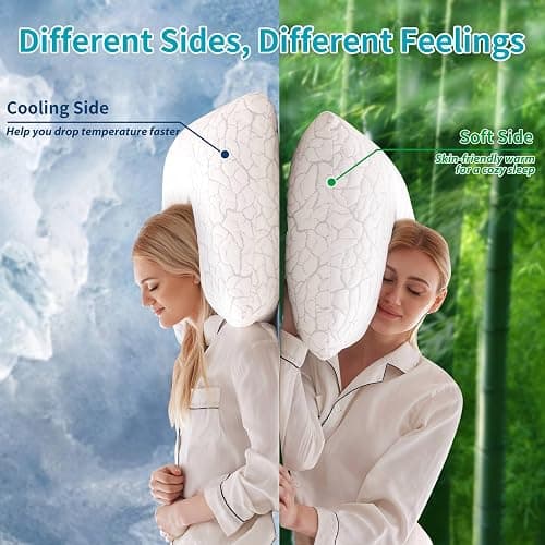 WGAKCED Cooling Pillows for Sleeping 2 Pack, Adjustable Shredded Memory Foam Pillows Queen Size Set of 2, Firm Bed Pillows for Side Back Stomach Hot Sleepers, Cold Pillow with Removable Washable Cover thumbnail 3