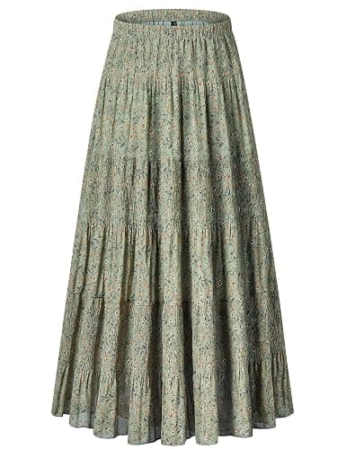 NASHALYLY Women's Chiffon Elastic High Waist Pleated A-Line Flared Maxi Skirts - Image 1