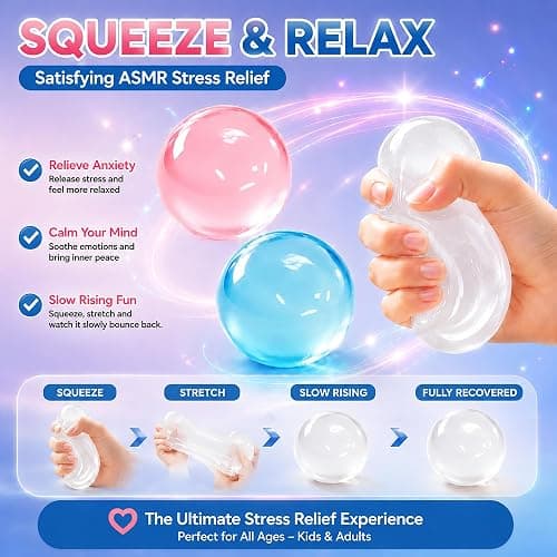 3pcs-Oil Coconut Oil Squishy Stress Ball for Stress Anxiety Relief | Super Soft Squishies Clear Fidget Squeeze Toy Fidget Toys for Kids Adult, Partay Favors thumbnail 4