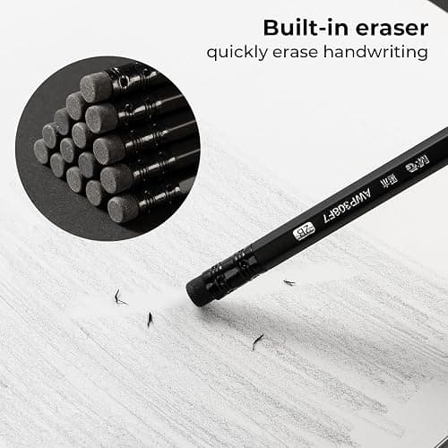 M&G Wood-Cased 2B Pencils, 24 Pack Pre-Sharpened Pencils with Top Erasers, Bulk Black Pencils for School Teacher Supplies, Writing, Drawing and Sketching thumbnail 5