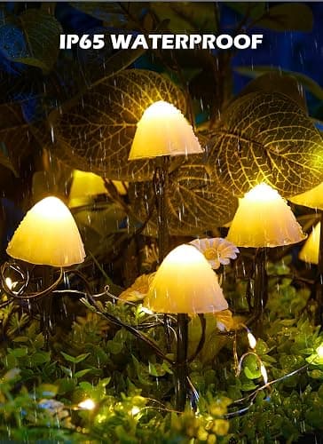 Solar Mushroom Garden Lights for Outside, 20 LED 32.8FT Solar Pathway Lights Outdoor Waterproof for Fence with 8 Lighting Modes for Patio Yard Decorative - Mushroom thumbnail 3