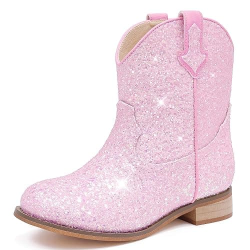 Motasha Toddler Girls Cowgirl Boots Glitter Toddler Cowboy Boot Ankle Girls Boots Little Kids Horse Riding Shoes Party Birthday - Image 1