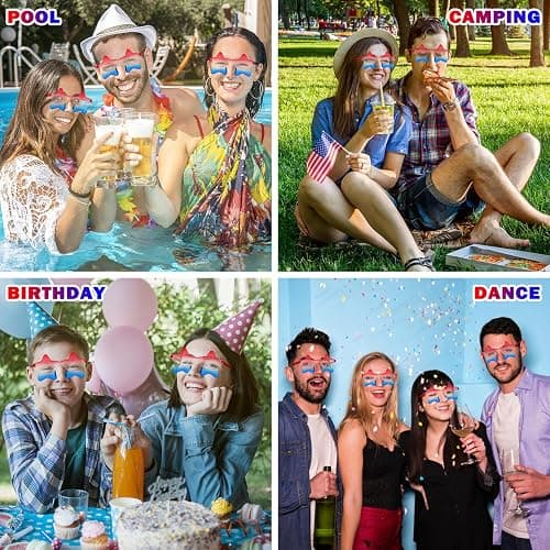 Leetous Fourth of July USA Patriotic Star Sunglasses 6 PCS, 4th of July Rimless Glasses Accessories, Red White Blue Party Favor Supplies Gift Decorations Stuff Photo Props for Costume Beach Pool thumbnail 6