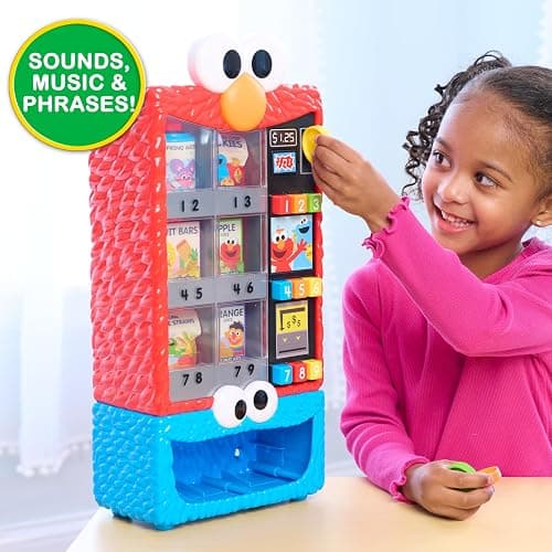 Sesame Street Elmo’s Sesame Snacks Vending Machine Toy by Just Play | 6 Play Snacks, 3 Coins, Music, Phrases, Interactive Pretend Play, Learning Toy, Ages 2 and Up thumbnail 3
