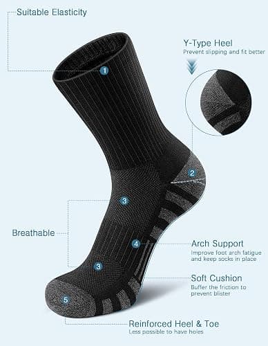 Airacker Athletic Socks Sport Running Calf Socks Performance Cushioned Breathable Crew Socks for Men Women(6 Pairs) thumbnail 5
