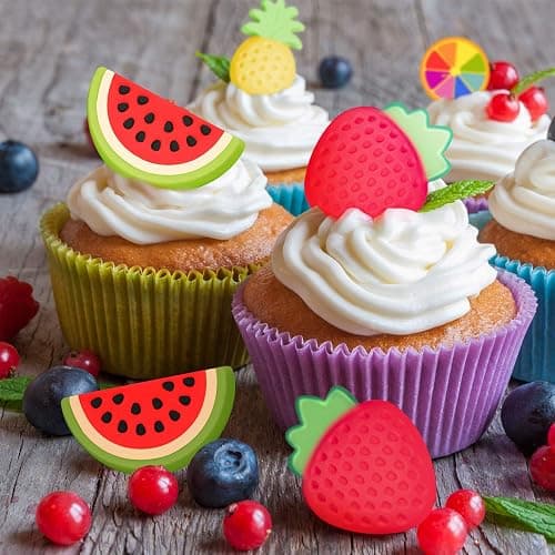 Whaline 4 Pack Fruit Shaped Silicone Mold Pineapple Lemon Watermelon Strawberry Chocolate Candy Baking Mould 3D Summer Fruit Ice Mold for DIY Jelly Fondant Soap Gummy Cake Cupcake Topper Decoration thumbnail 5