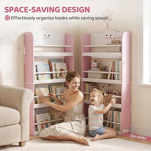 AIYAPLAY 4 Tier Kids Bookshelf with Anti-Tip Kit for Toddler 3-6, Pink | Children Bookcase, Cotton Candy Theme, Space-Saving Bookcase, Living Room, Kids Room, Playroom thumbnail 6
