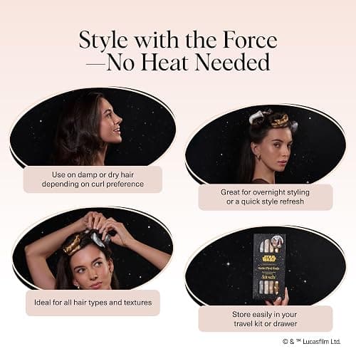 Kitsch x Star Wars Satin Heatless Hair Curler – Soft Hair Curlers to Sleep In for Heatless Curls Overnight – Overnight Blowout Rods for Women – Hair Styling Tools – Light Side vs Dark Side, 6pc Set thumbnail 5