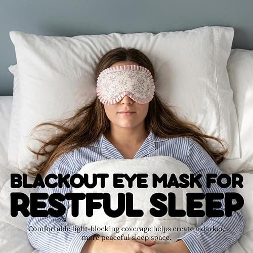 Satin Sleep Eye Mask - Floral Print - Pink | Soft satin sleep mask with adjustable strap for travel, naps, meditation, flights & restful sleep anywhere thumbnail 7